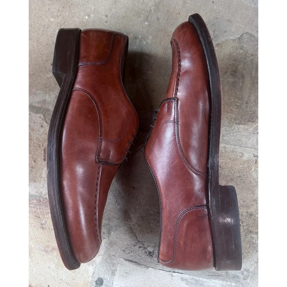 Allen Edmonds Bradley 11 D Brown Leather Split Toe Derby Blucher Shoes USA